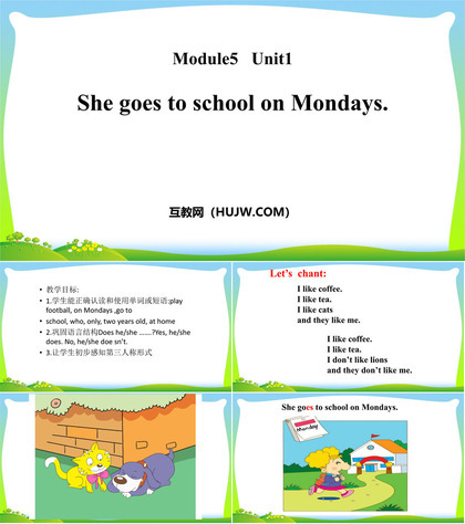 《She goes to school on Mondays》PPT免费课件