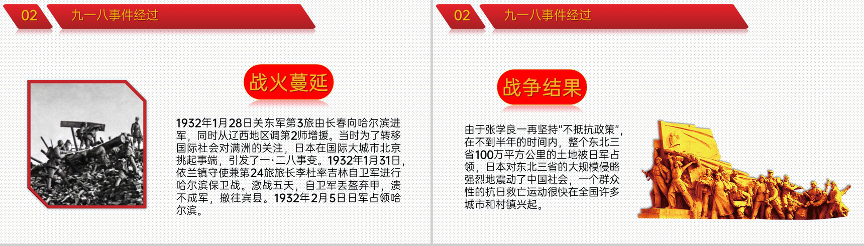 红色简约风珍爱和平缅怀先烈九一八勿忘国耻党课PPT模板-9