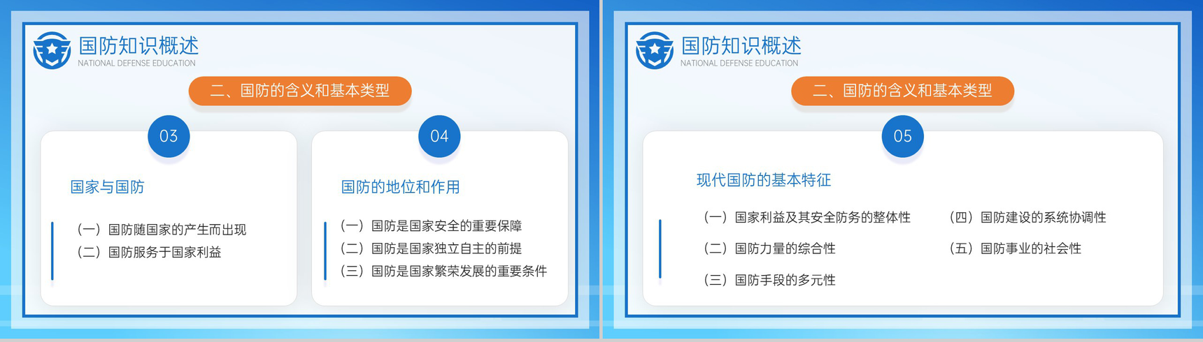 蓝色简约提高全民国防教育意识主题活动PPT模板-4