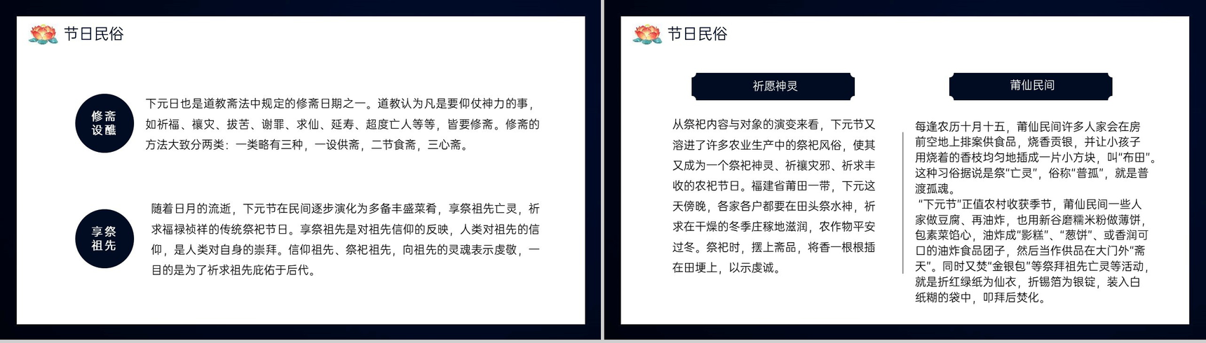 黑色可爱卡通传统节日下元节宣传介绍PPT模板-7