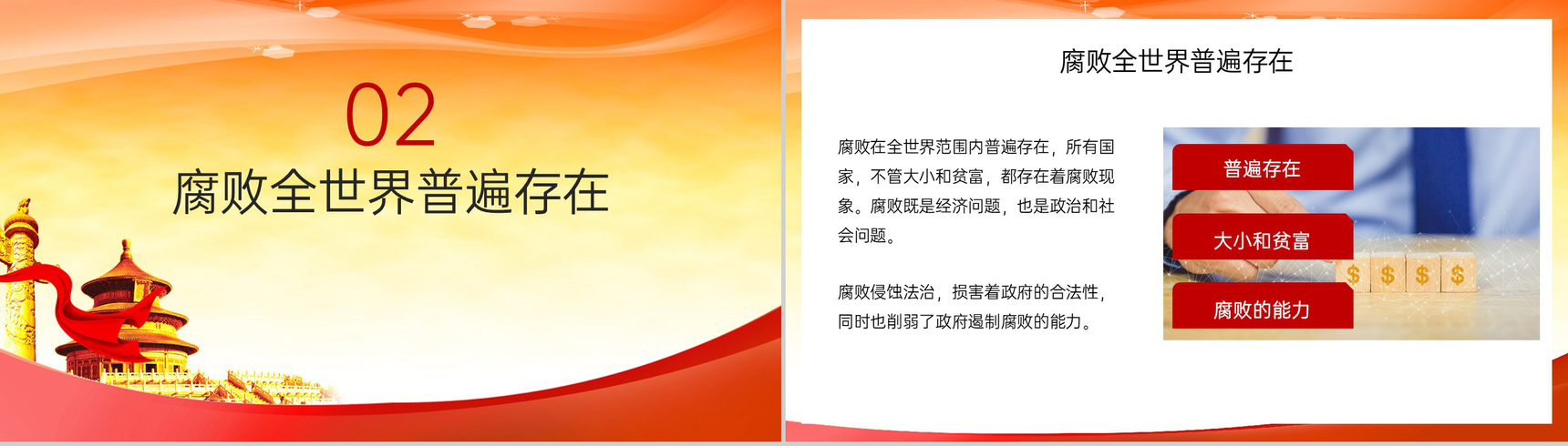 红色简约洁身自好清正廉洁国际反腐败日党课教育PPT模板-5