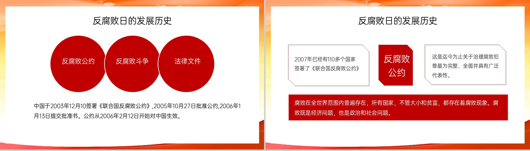 红色简约洁身自好清正廉洁国际反腐败日党课教育PPT模板-4