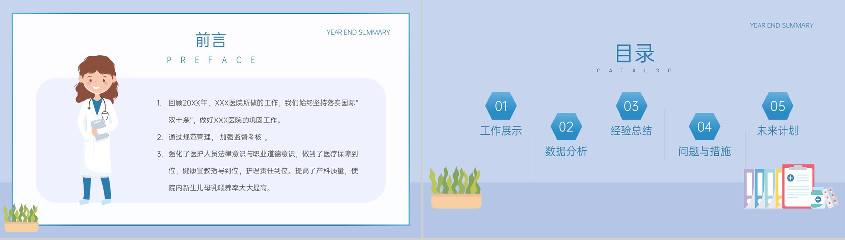 蓝色扁平化医院年终总结报告PPT模板-2