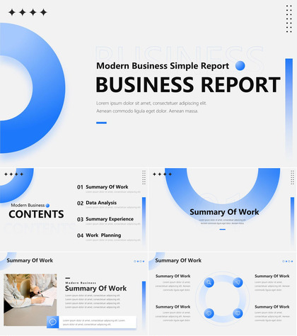 现代简约风格商务蓝商业报告ppt模板