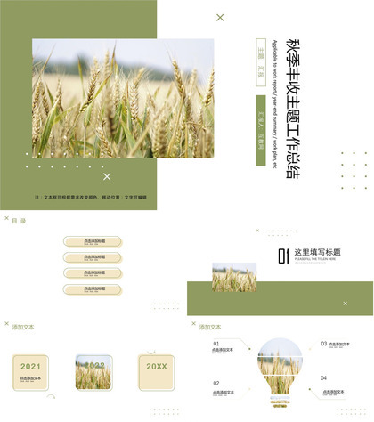 秋季丰收主题工作总结ppt模板