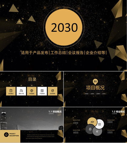 高端黑金商务汇报PPT模板