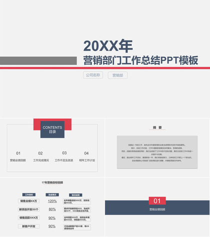 极简实用部门工作总结PPT模板
