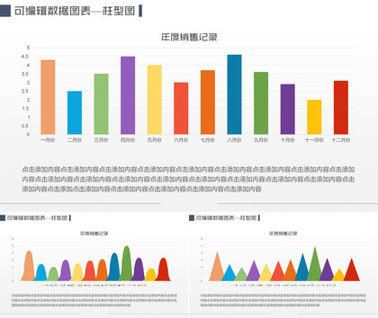 年度销售记录可编辑PPT柱形图合集