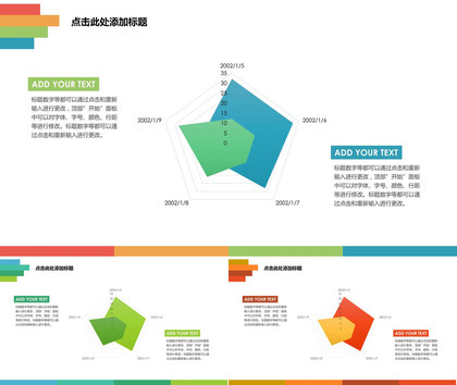 复古简约雷达图数据图表PPT模板