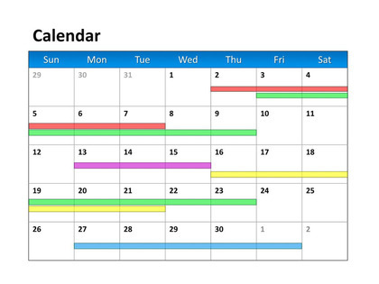 布置工作进度PPT日历模板