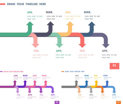 彩色箭头PPT时间轴模板