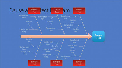 多因素简约鱼骨图分析PPT图表素材