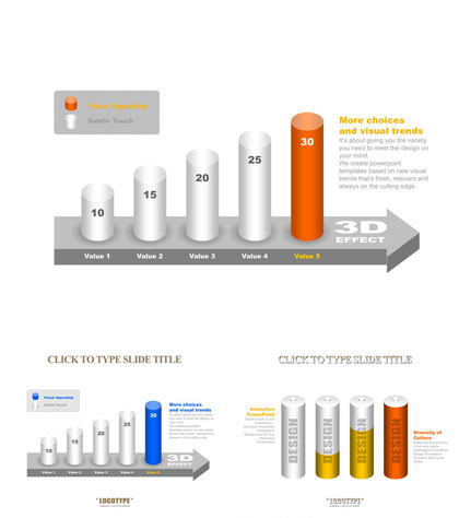 3D立体PPT柱形图模板素材