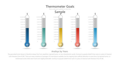 创意温度计形PPT柱形图