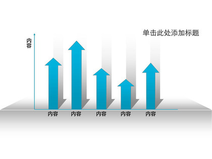 向上箭头的柱形图PPT