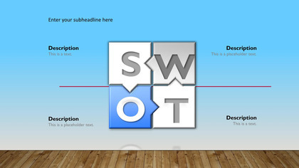 精致蓝色SWOT分析简约图表PPT模板