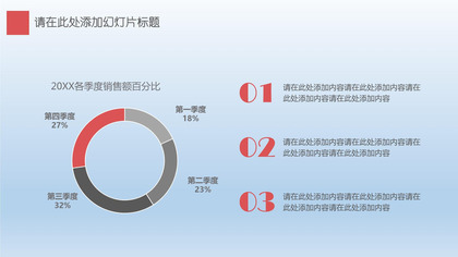 清新简约数据百分比饼状图PPT图表模板