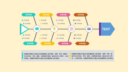 淡雅简约鱼骨结构图表PPT模板