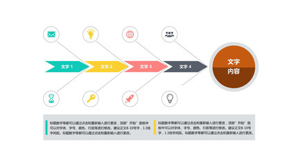 扁平化简约鱼骨分析图PPT图表模板