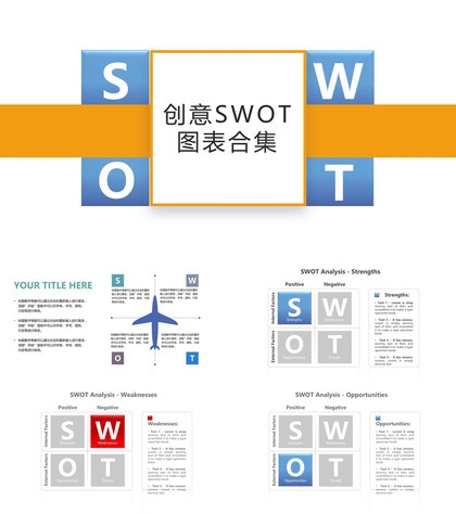 时尚创意项目SWOT分析图PPT图表模板