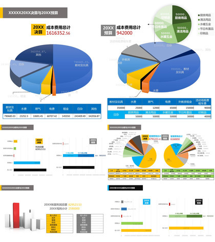 时尚简约饼图企业年度预算数据分析PPT图表模板