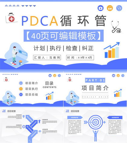 医疗行业护理PDCA管理循环品管圈案例分析汇报PPT模板