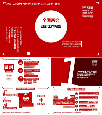 全国两会政府报告PPT模板