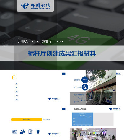中国电信创建成果汇报材料工作报告PPT模板