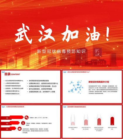 橙红色简约新型冠状病毒预防知识介绍PPT模板