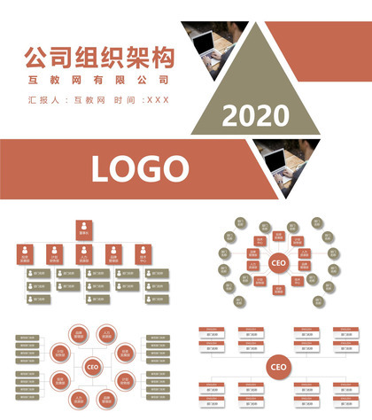 白色简约风格中小企业组织架构图PPT模板