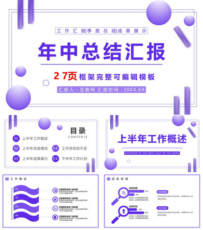 唯美简约炫酷科技年终总结工作汇报PPT模板