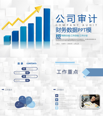 商务行业公司审计项目工作重点通用工作报告PPT模板