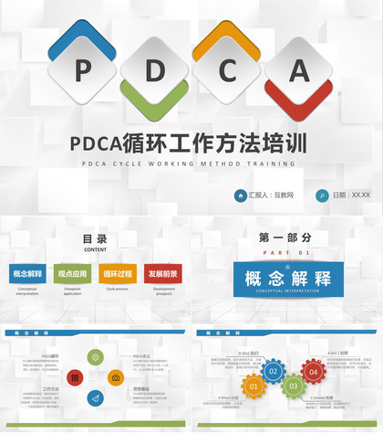 企业员工PDCA循环工作方法培训项目质量管理要求汇报PPT模板