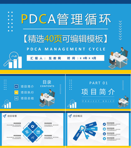 PDCA循环的四个阶段知识总结公司管理循环工作方法培训PPT模板