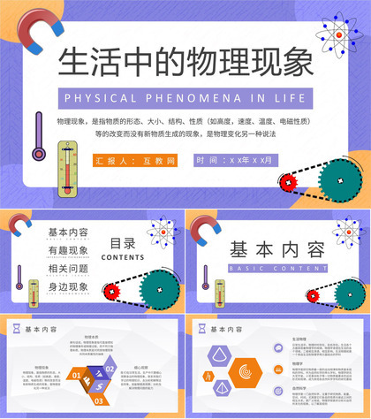 中学生关于日常生活中常见的物理现象实验报告总结PPT模板