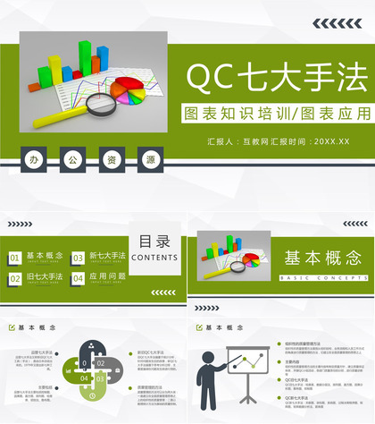 企业产品管理QC七大手法图表知识培训员工技能提升PPT模板