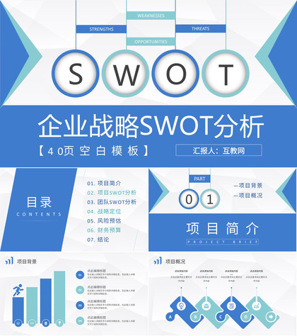 企业战略SWOT分析方法介绍项目分析报告总结PPT模板