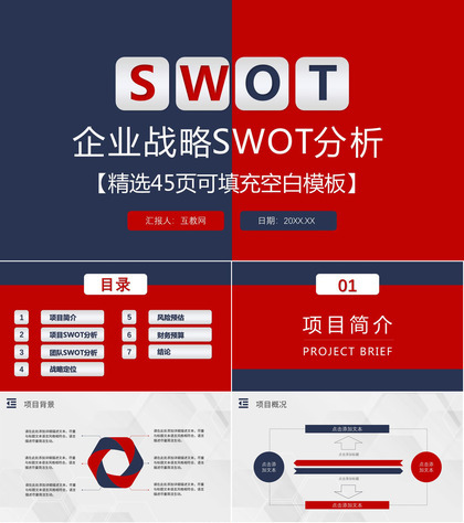 员工部门工作汇报SWOT分析案例企业战略优势劣势PPT模板