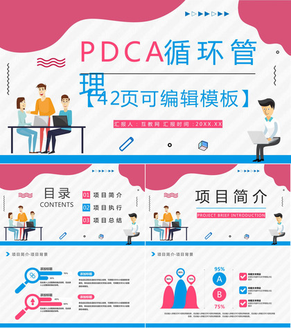 公司PDCA循环的四个阶段基本知识了解项目简介员工技能提升培训PPT模板