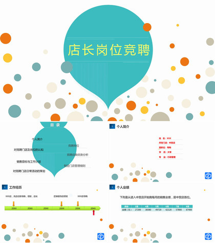 绿色简约店长岗位竞聘销售目标与