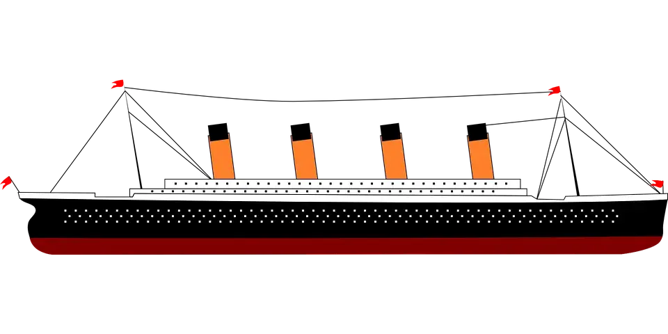 黑色矢量图设计泰坦尼克号PNG免抠图片