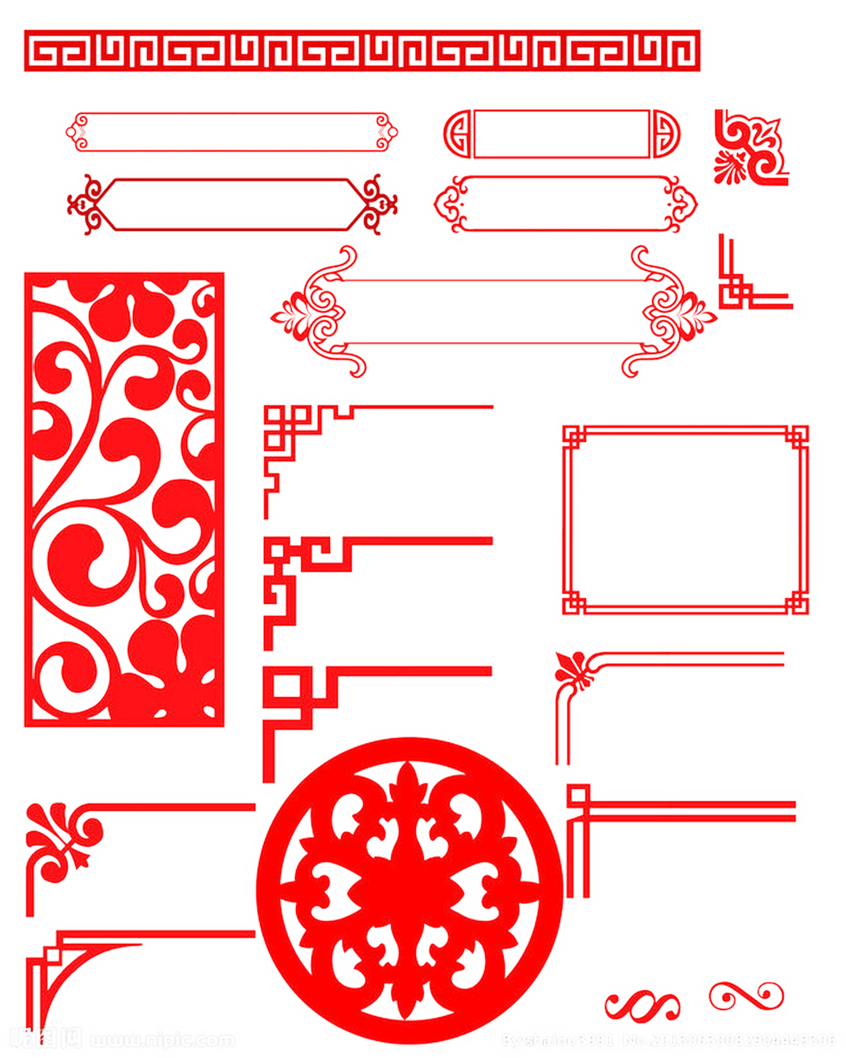 中式边框PNG免抠图片免抠图