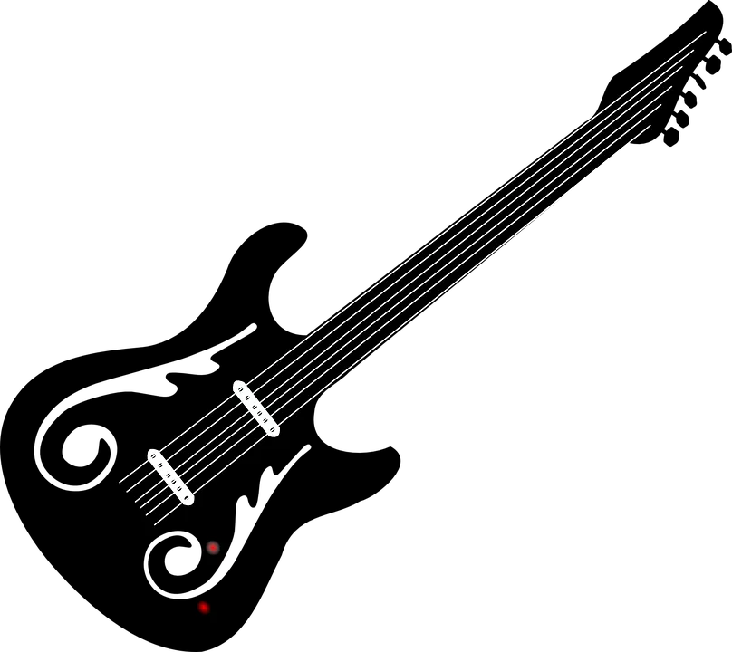 吉他矢量图黑色电吉他PNG免抠图片