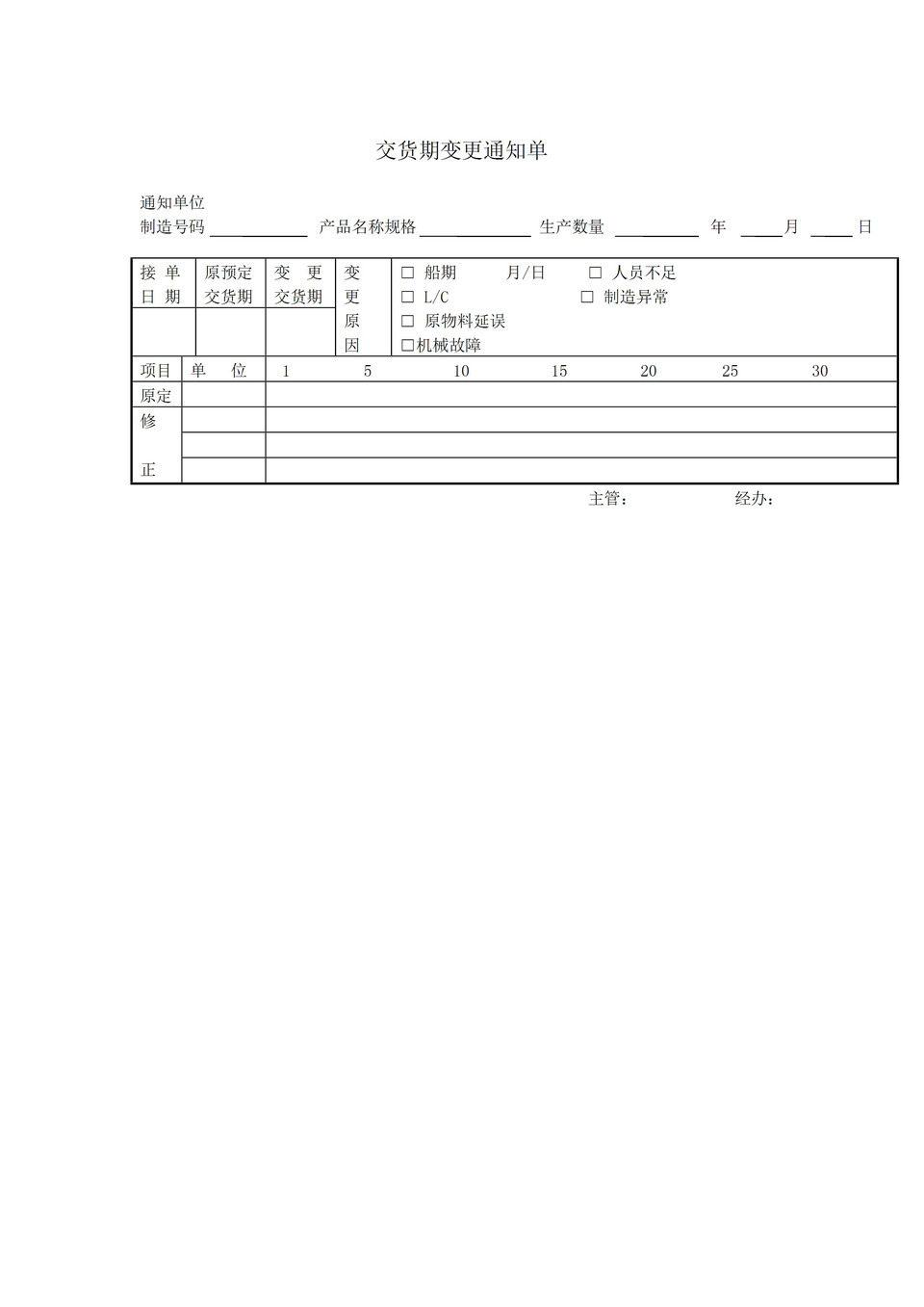 公司产品交易交货期变更通知单word模板-1