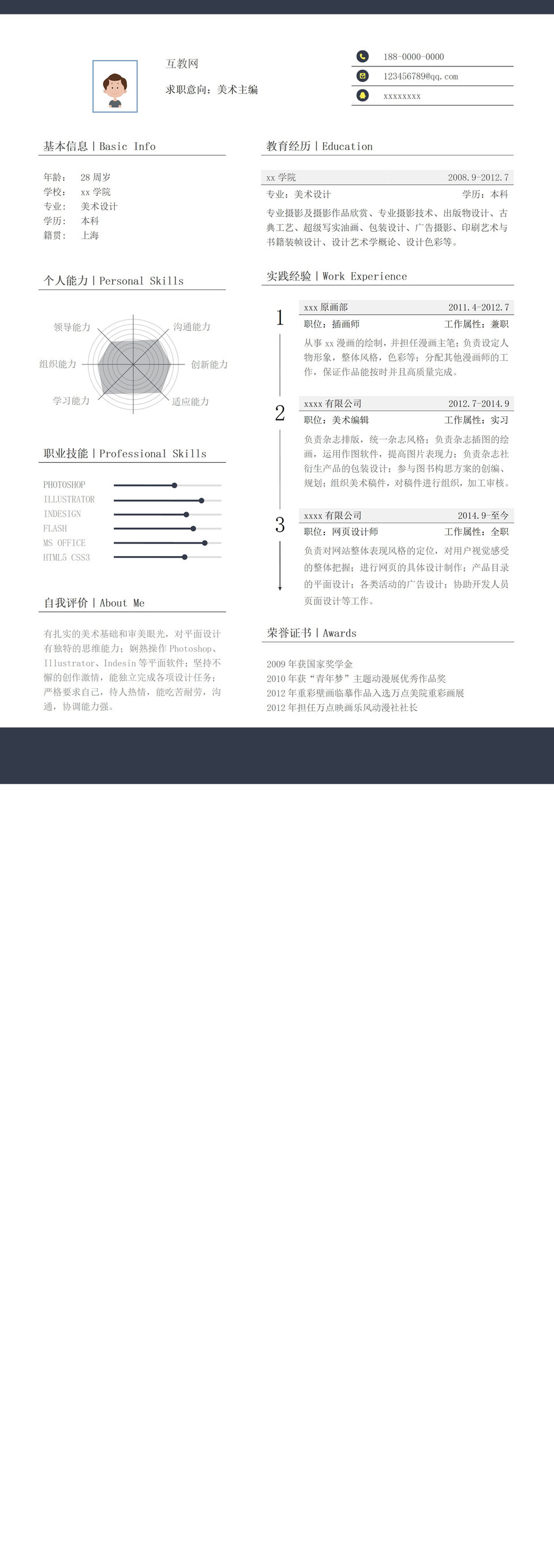 2020年最新简单简洁通用式个人简历word模板-1