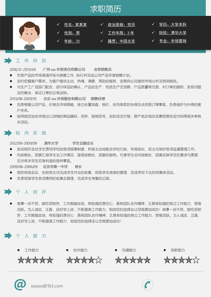 高端板块工程师销售自我介绍求职简历Word模板