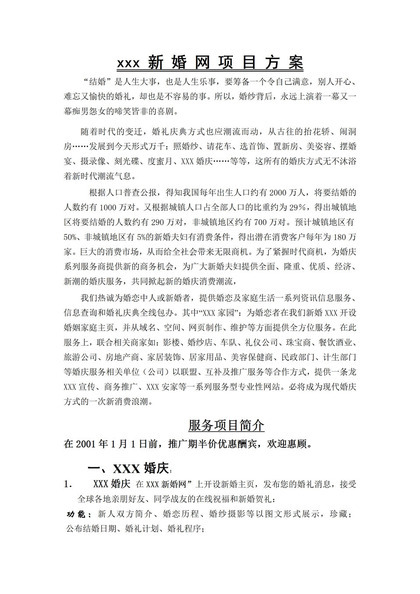 中国新婚网项目方案word模板