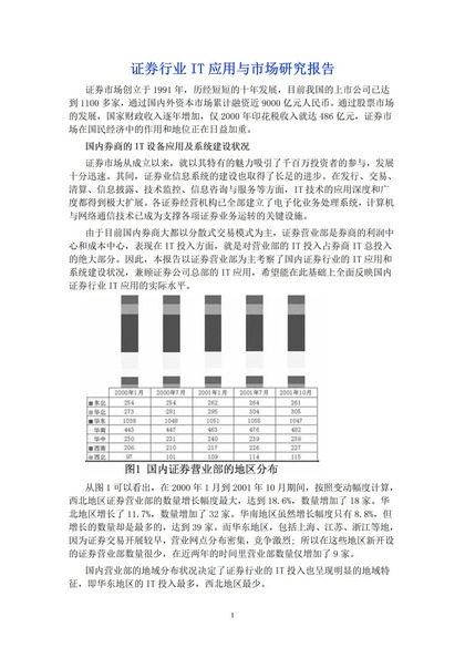 证券行业IT应用与市场研究报告word模板