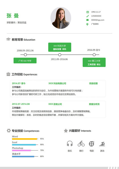 经典活泼策划总监个人求职简历Word模板