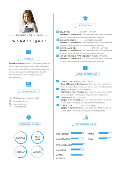 网页设计师通用的英文简历求职简历个人简历Word模板
